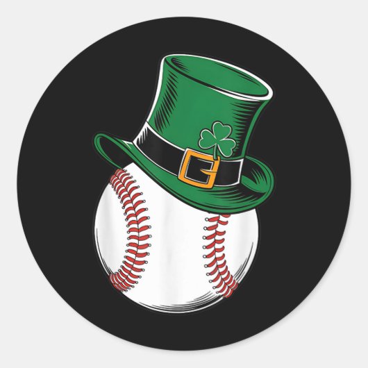 St patricks dayベースボールシャムロック ラウンドシール (正面)