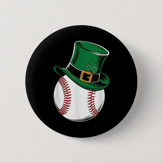 St patricks dayベースボールシャムロック 缶バッジ (正面)