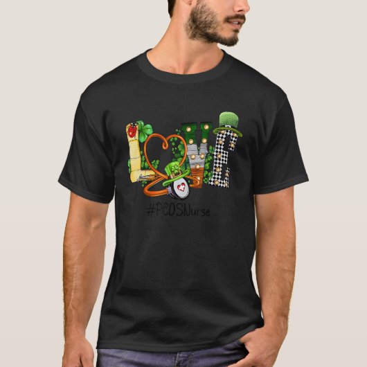 St patricks dayペッツナースシャムロックアイリッシュラブステ tシャツ (正面)