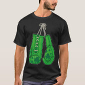St patricks dayボクシンググローブグリーンラッキーシャムロック tシャツ (正面)