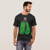 St patricks dayボクシンググローブグリーンラッキーシャムロック tシャツ (正面フル)