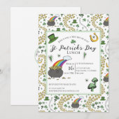 St patricks dayポットの金ゴールドランチ 招待状 (正面/裏面)