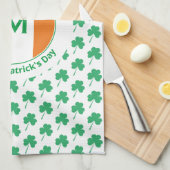 St patricks dayモノグラム名シャムロック キッチンタオル (四つ折り)