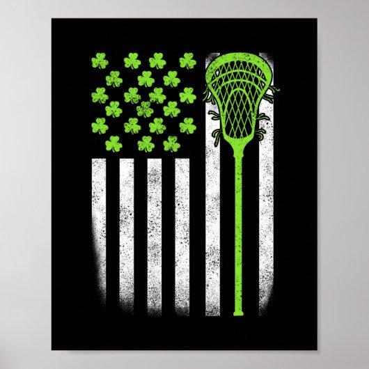St patricks dayラクロスラックスアメリカ国旗の女性アイルランド ポスター (正面)