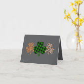 St patricks dayラッキーアイリッシュグリーンプレイドシャームロック カード (黄色い花)