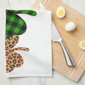 St patricks dayラッキーアイリッシュグリーンプレイドシャームロック キッチンタオル (四つ折り)