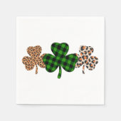 St patricks dayラッキーアイリッシュグリーンプレイドシャームロック スタンダードカクテルナプキン (正面)