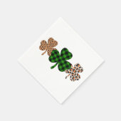 St patricks dayラッキーアイリッシュグリーンプレイドシャームロック スタンダードカクテルナプキン (角)