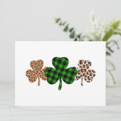 St patricks dayラッキーアイリッシュグリーンプレイドシャームロック 招待状 (スタンド正面)