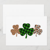 St patricks dayラッキーアイリッシュグリーンプレイドシャームロック 招待状 (正面/裏面)