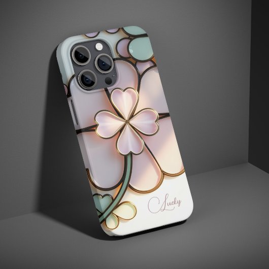 St patricks dayラッキークローバーステンドグラス効果 Case-Mate iPhoneケース