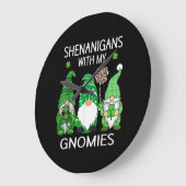 St patricks dayラッキーシャムロックヒョウ格言 ラージ壁時計 (傾斜)