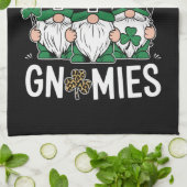 St patricks dayラッキーシャムロックレオパード格言 キッチンタオル (折り畳み)