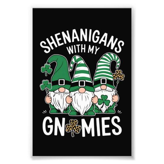 St patricks dayラッキーシャムロックレオパード格言 フォトプリント            (正面)