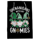 St patricks dayラッキーシャムロックレオパード格言 ミディアムペーパーバッグ (正面)