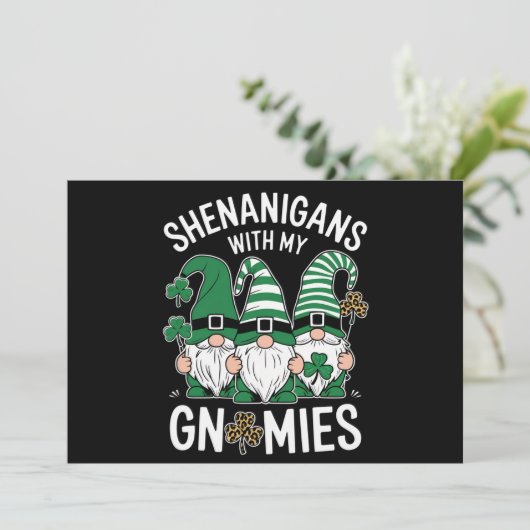 St patricks dayラッキーシャムロックレオパード格言 招待状 (スタンド正面)