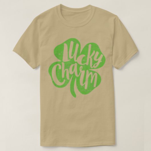 St patricks dayラッキーチャームシャムロック4リーフクローバー tシャツ (デザイン正面)