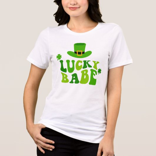 St patricks dayラッキーバベグリーンシャームロックアイリッシュ トライブレンドTシャツ (正面)