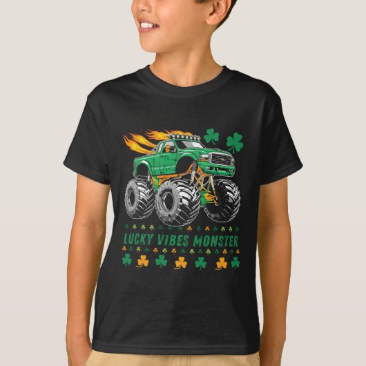 St patricks dayラッキービーブスモンスタートラック tシャツ (正面)