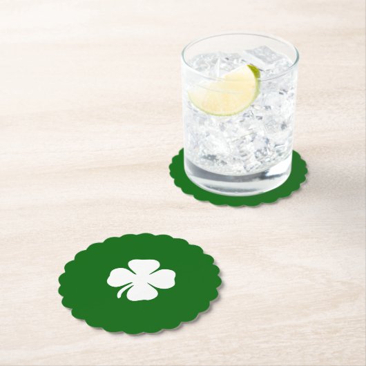 St patricks dayラッキーフォーリーフクローバーグリーンアイリッシュ ペーパーコースター (インサイチュ)