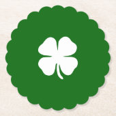 St patricks dayラッキーフォーリーフクローバーグリーンアイリッシュ ペーパーコースター (正面)
