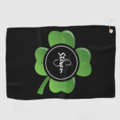 St patricks dayラッキーモダングリーンシャムロックカスタム ゴルフタオル (横)