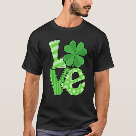 St patricks dayラブグリーンシャームロックラッキーウィメンズキ tシャツ (正面)