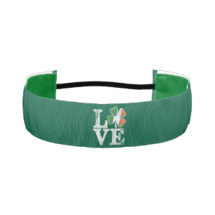 St patricks dayラブラッキーアイリッシュシャムロックグリーン アスレチックヘッドバンド