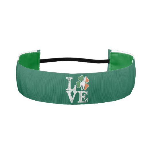 St patricks dayラブラッキーアイリッシュシャムロックグリーン アスレチックヘッドバンド (正面)