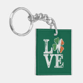 St patricks dayラブラッキーアイリッシュシャムロックグリーン キーホルダー (正面左)