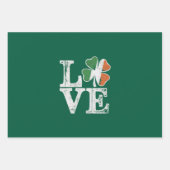 St patricks dayラブラッキーアイリッシュシャムロックグリーン ラッピングペーパーシート (正面)