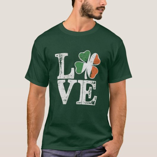St patricks dayラブラッキーアイリッシュシャムロックグリーン tシャツ (正面)