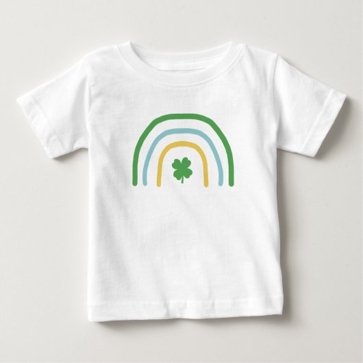St patricks dayレインボーアイリッシュクローバーキッズTシャツ ベビーTシャツ (正面)