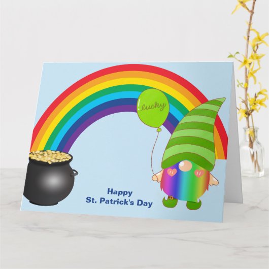 St patricks dayレインボーグノーミーLGBTの友情 カード (黄色い花)