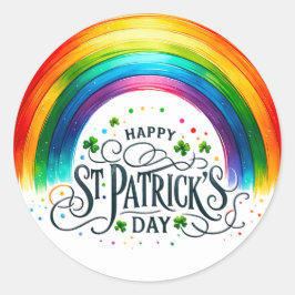 St patricks dayレインボーシャムロックイラストレーション ラウンドシール