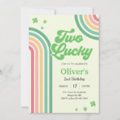 St patricks dayレインボーツーラッキーセカンド誕生日 招待状 (正面)