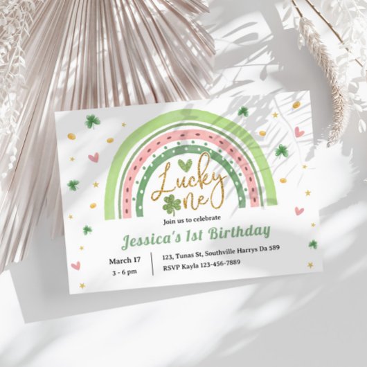 st patricks dayレインボーラッキーワンファースト誕生日 招待状