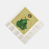 St patricks dayレディーグリーンガウン金ゴールドフェイクグリッター 縁ありランチョンナプキン (角)