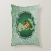 St patricks dayレディーグリーンフレームソフトフェイクグリッター アクセントクッション (正面(垂直))