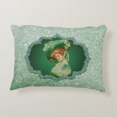 St patricks dayレディーグリーンフレームソフトフェイクグリッター アクセントクッション (裏面)