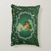 St patricks dayレディーグリーンフレームフェイクグリッター アクセントクッション (裏面(縦))