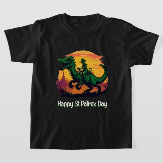 St patricks dayレプレシャン恐竜 tシャツ (レイダウン)