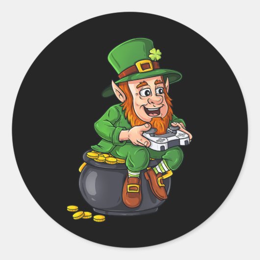 St patricks dayレプレショーオンビデオゲームコントローラB ラウンドシール (正面)