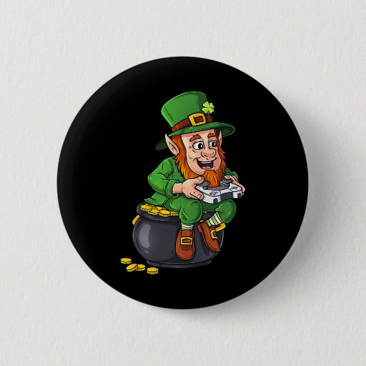 St patricks dayレプレショーオンビデオゲームコントローラB 缶バッジ (正面)
