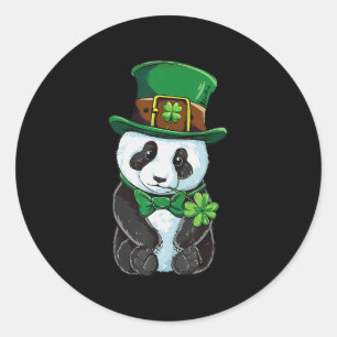 St patricks dayレプレショーンパンダアイリッシュシャームロック ラウンドシール