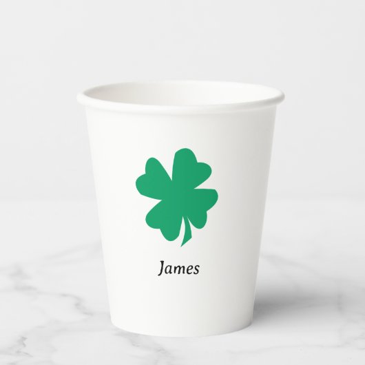 St patricks day名前をカスタムするモノグラムシャムロックリーフ 紙コップ (正面)