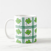St patricks day四葉ラッキークローバーパターン コーヒーマグカップ (左)