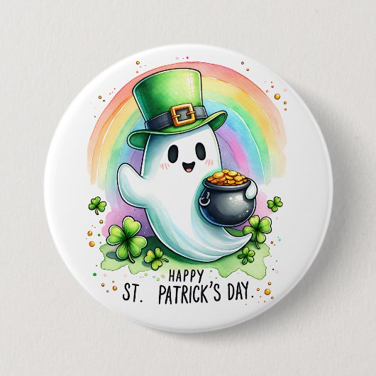 St patricks day幽霊 缶バッジ (正面)