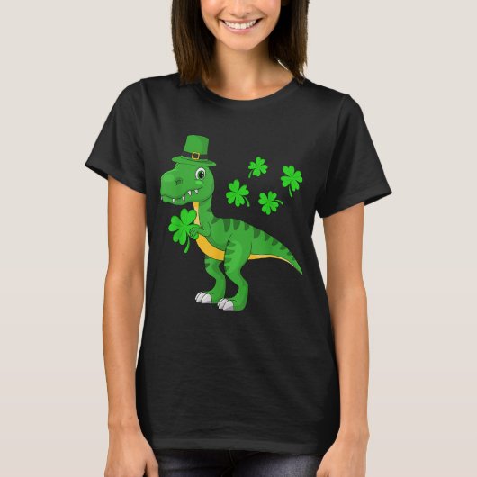 St patricks day恐竜シャムロックレプレシャンハットK Tシャツ (正面)