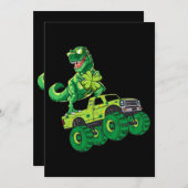 St patricks day恐竜モンスタートラックシャムロックボー 招待状 (正面/裏面)